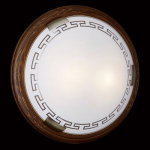 160/K GL-WOOD SN 109 Светильник стекло/белое/темный орех E27 2*60Вт D360 GRECA WOOD