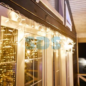 Гирлянда Айсикл (Бахрома) светодиодная 5х0,7 м, с эффектом мерцания, 152 LED, белый провод каучук, теплое белое свечение NEON-NIGHT